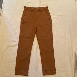 Everlane High-Rise Straight Crop Pants in Rust Brown